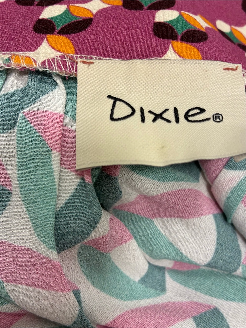 Dixie Vintage Multi Color Floral Printed Panel Midi Skirt with Ribbon Tie Size M - Picture 5 of 6